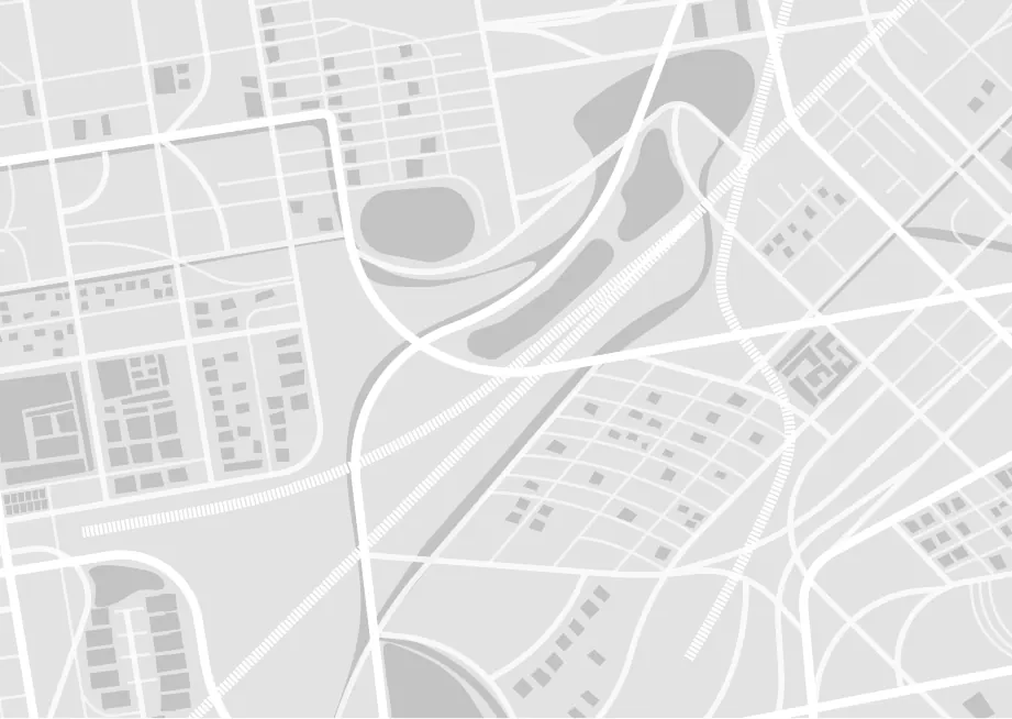 そらまど周辺の地図（架空）。大きな通りが交わる角から一本入ったところにある