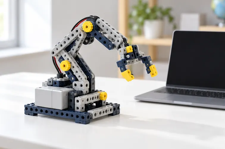 ノートパソコンとアーム型ロボット